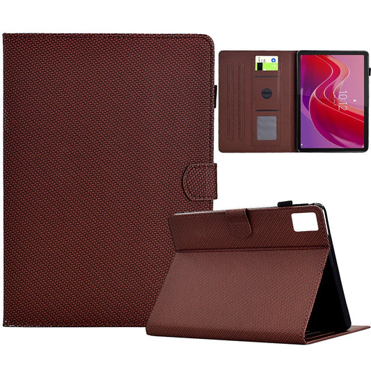 For Lenovo Tab M11 / Xiaoxin Pad 11 2024 Case Carbon Fiber Texture Leather Tablet Cover - Brown