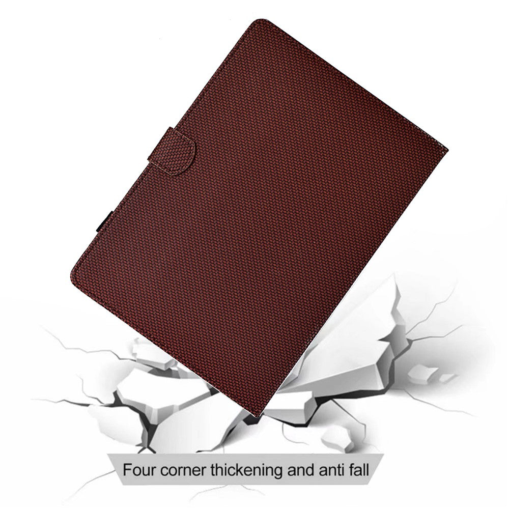 For Lenovo Tab M11 / Xiaoxin Pad 11 2024 Case Carbon Fiber Texture Leather Tablet Cover - Brown