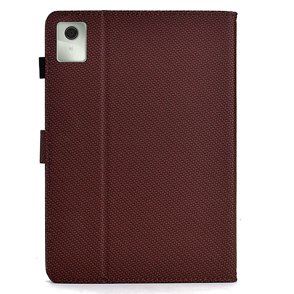 For Lenovo Tab M11 / Xiaoxin Pad 11 2024 Case Carbon Fiber Texture Leather Tablet Cover - Brown