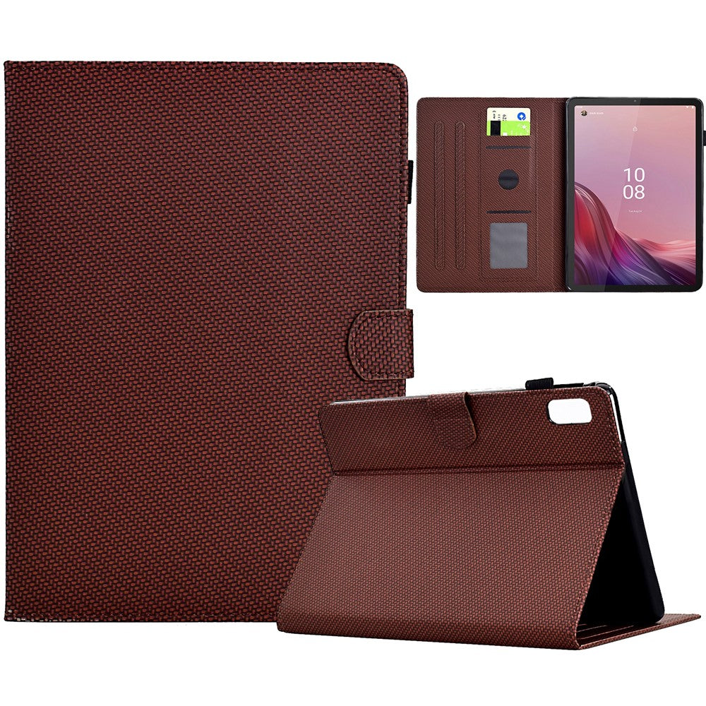 For Lenovo Tab M9 TB-310FU Case Card Slots Leather Tablet Cover with Stand View - Brown