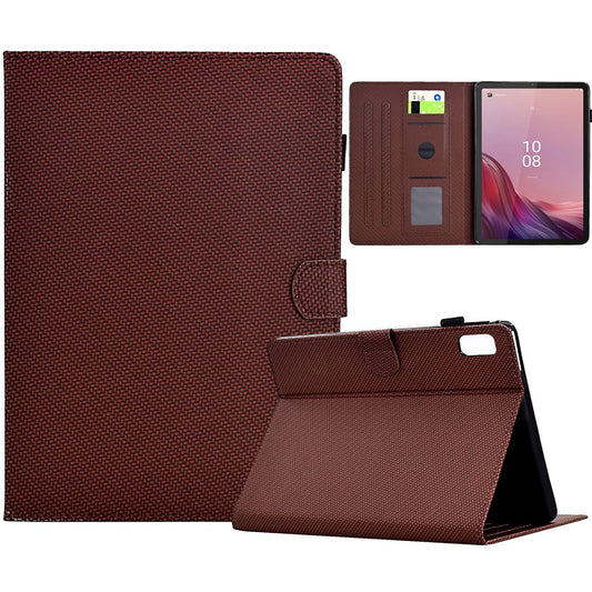 For Lenovo Tab M9 TB-310FU Case Card Slots Leather Tablet Cover with Stand View - Brown