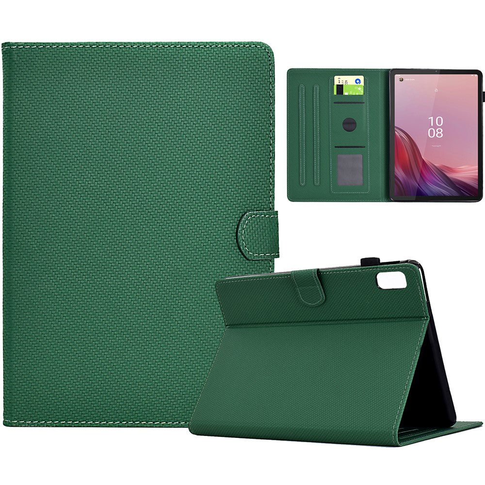 For Lenovo Tab M9 TB-310FU Case Card Slots Leather Tablet Cover with Stand View - Green