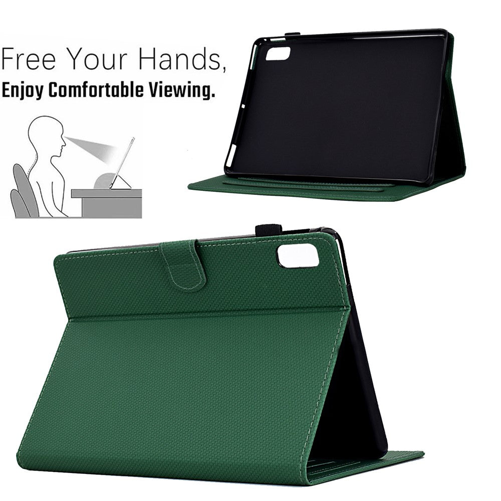 For Lenovo Tab M9 TB-310FU Case Card Slots Leather Tablet Cover with Stand View - Green