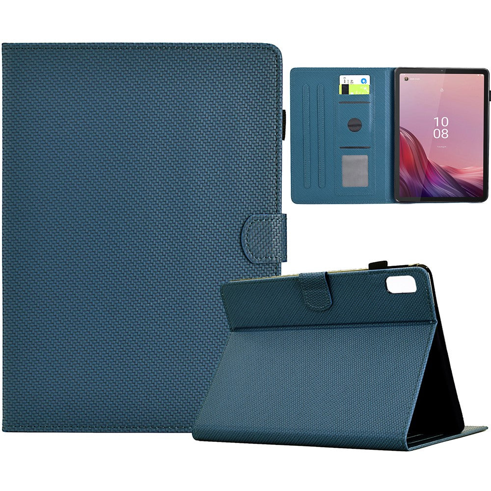 For Lenovo Tab M9 TB-310FU Case Card Slots Leather Tablet Cover with Stand View - Sapphire