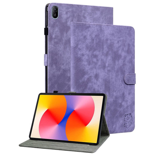 For Huawei MatePad SE 11 Tablet Cases Tiger Imprint Anti-Slip Protective PU Leather Cover - Purple