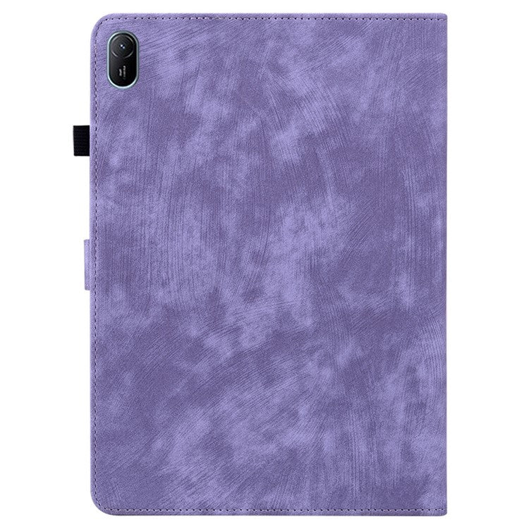 For Huawei MatePad SE 11 Tablet Cases Tiger Imprint Anti-Slip Protective PU Leather Cover - Purple
