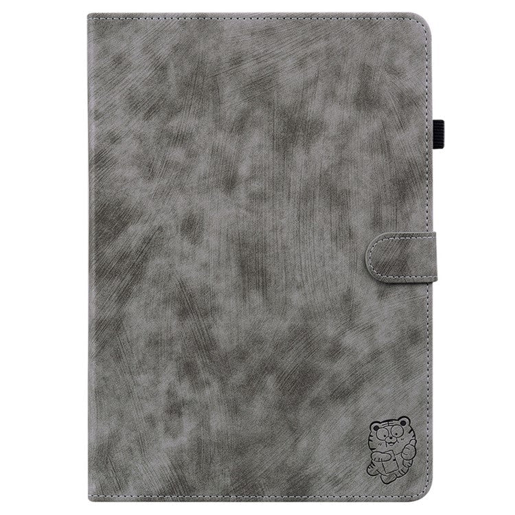 For Huawei MatePad SE 11 Tablet Cases Tiger Imprint Anti-Slip Protective PU Leather Cover - Grey