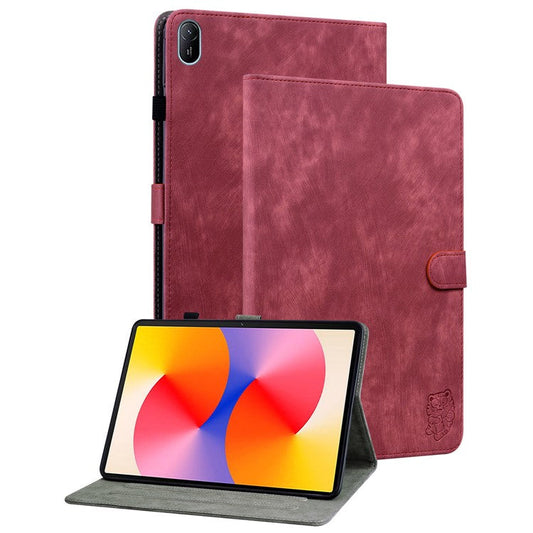 For Huawei MatePad SE 11 Tablet Cases Tiger Imprint Anti-Slip Protective PU Leather Cover - Red