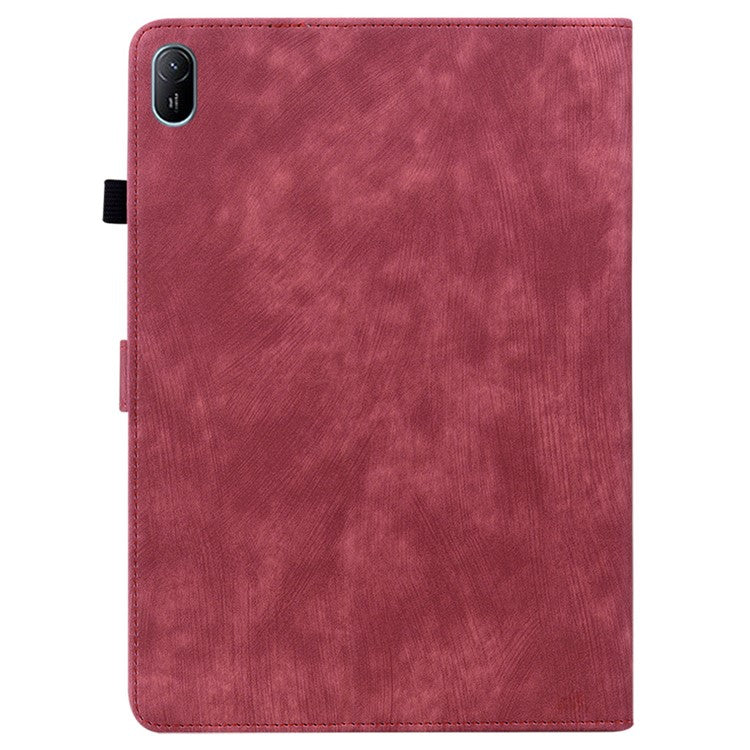 For Huawei MatePad SE 11 Tablet Cases Tiger Imprint Anti-Slip Protective PU Leather Cover - Red