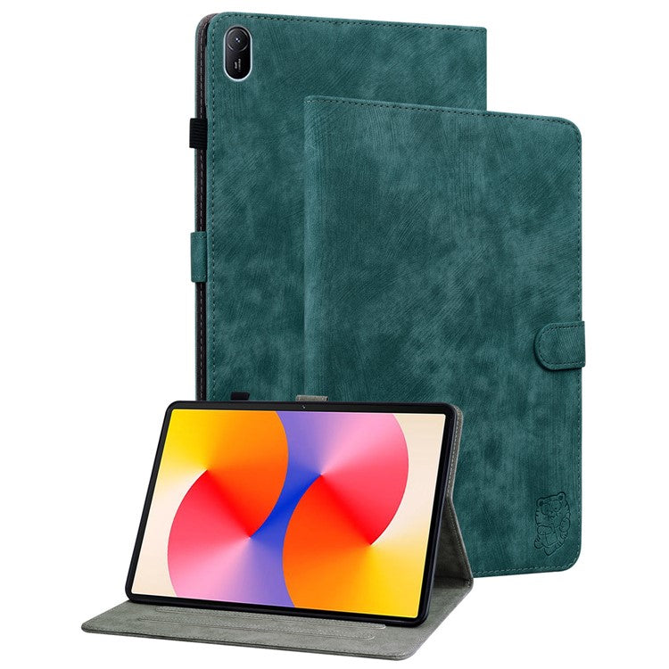 For Huawei MatePad SE 11 Tablet Cases Tiger Imprint Anti-Slip Protective PU Leather Cover - Green