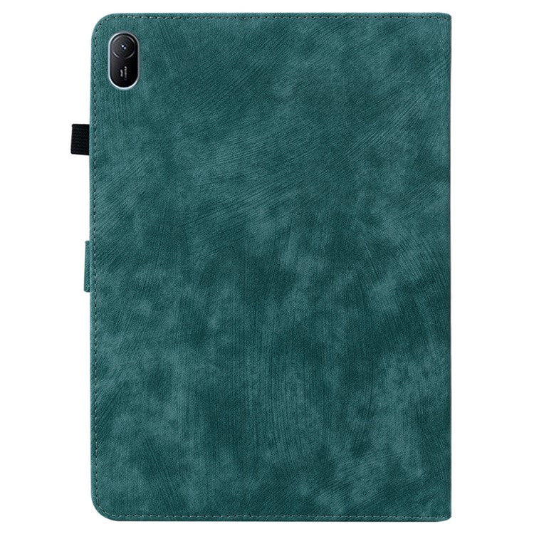 For Huawei MatePad SE 11 Tablet Cases Tiger Imprint Anti-Slip Protective PU Leather Cover - Green