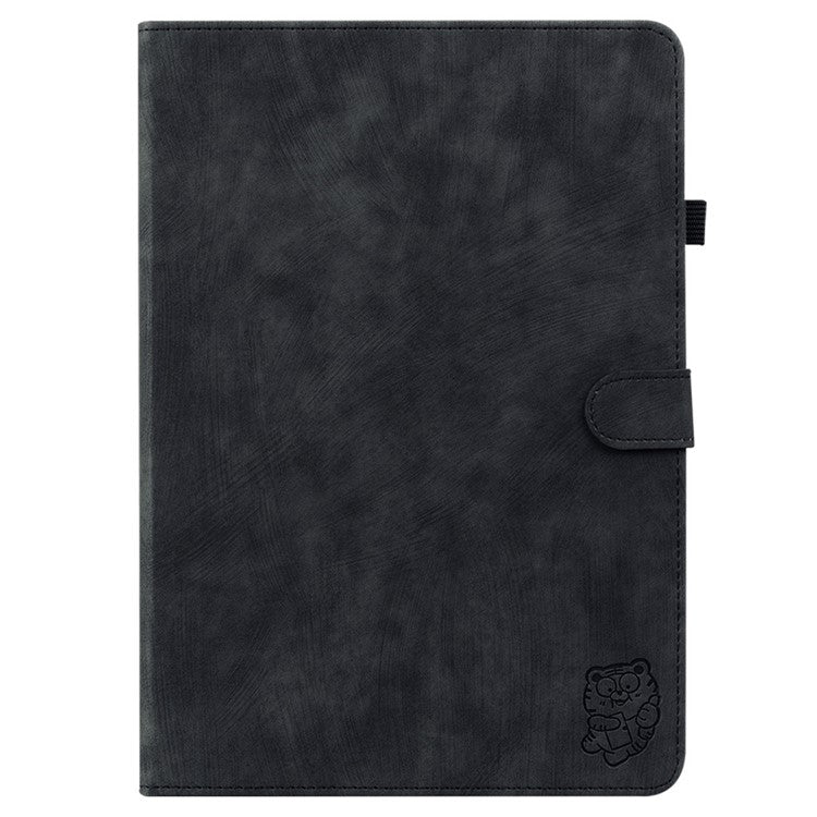 For Huawei MatePad SE 11 Tablet Cases Tiger Imprint Anti-Slip Protective PU Leather Cover - Black