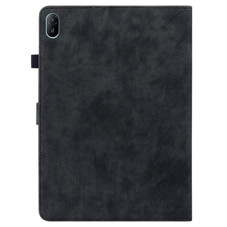 For Huawei MatePad SE 11 Tablet Cases Tiger Imprint Anti-Slip Protective PU Leather Cover - Black