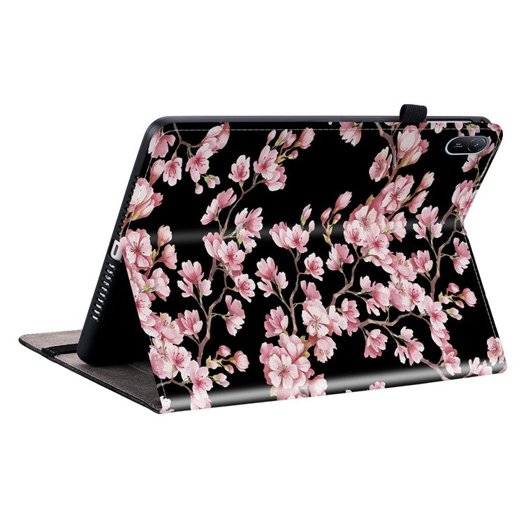 For Huawei MatePad SE 11 Case Pattern Print PU Leather Stand Tablet Cover with Card Slots - Plum Blossom