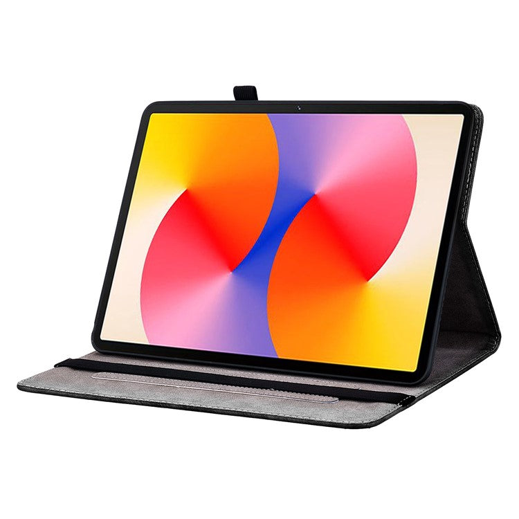 For Huawei MatePad SE 11 Case Pattern Print PU Leather Stand Tablet Cover with Card Slots - Black Rose