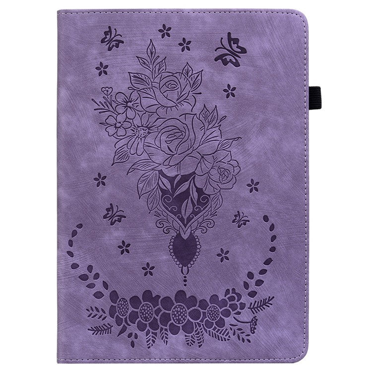 For Huawei MatePad SE 11 Case Rose Flower Protective Leather Cover with Card Holder - Purple