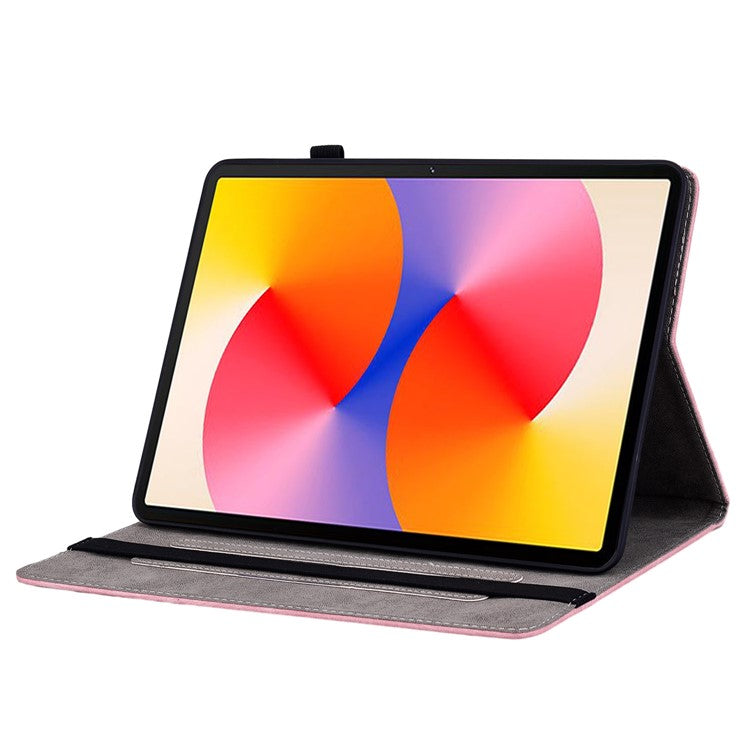 For Huawei MatePad SE 11 Case Rose Flower Protective Leather Cover with Card Holder - Pink