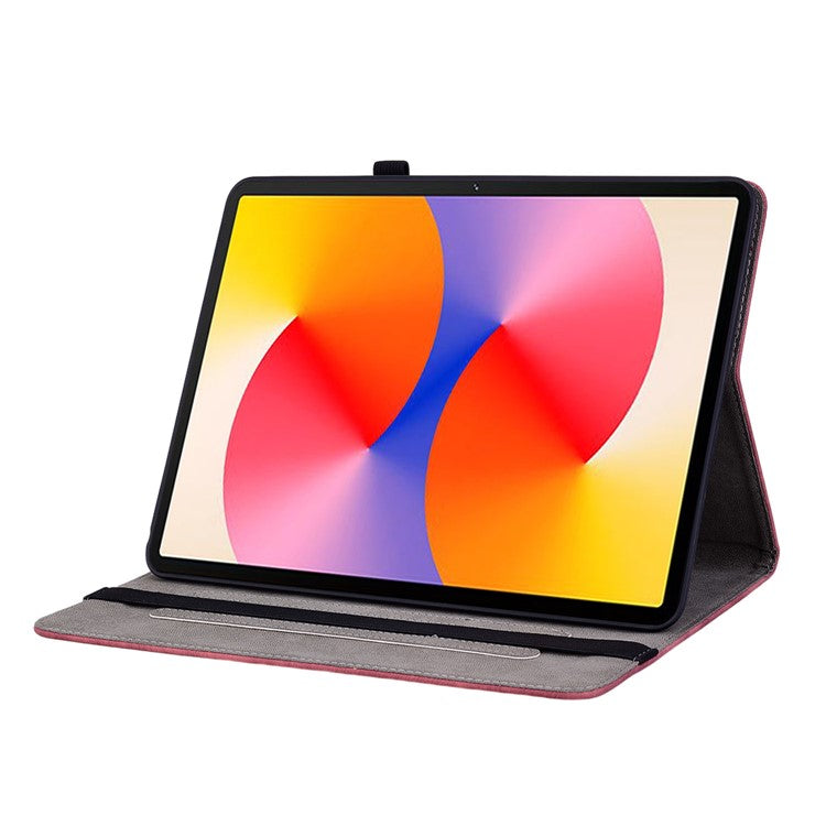 For Huawei MatePad SE 11 Case Rose Flower Protective Leather Cover with Card Holder - Red