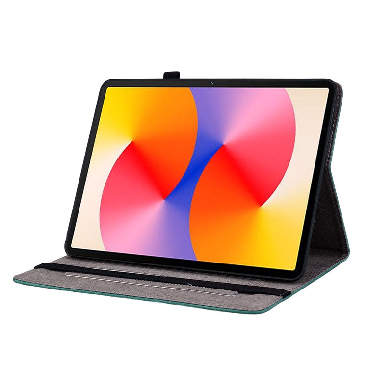 For Huawei MatePad SE 11 Case Rose Flower Protective Leather Cover with Card Holder - Green