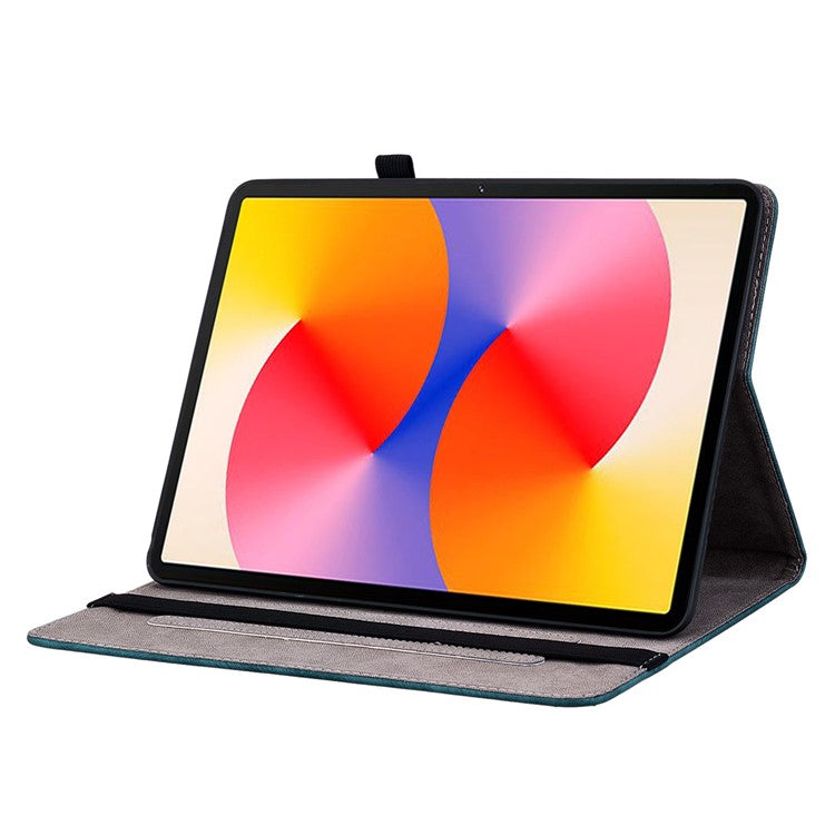 For Huawei MatePad SE 11 Case Rose Flower Protective Leather Cover with Card Holder - Blue