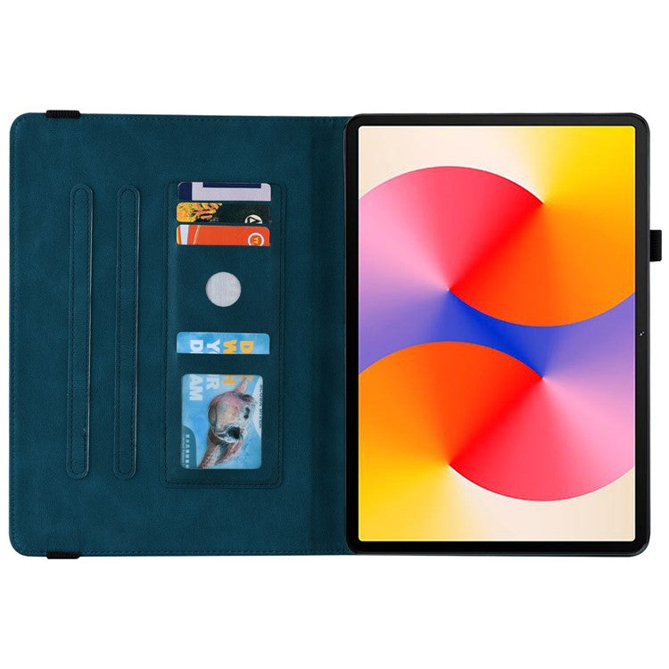 For Huawei MatePad SE 11 Case Imprinted Butterfly Flower PU Leather Flip Card Slots Tablet Cover - Blue