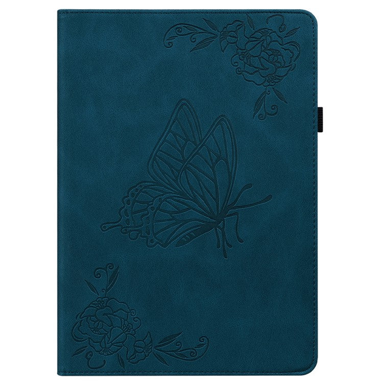 For Huawei MatePad SE 11 Case Imprinted Butterfly Flower PU Leather Flip Card Slots Tablet Cover - Blue