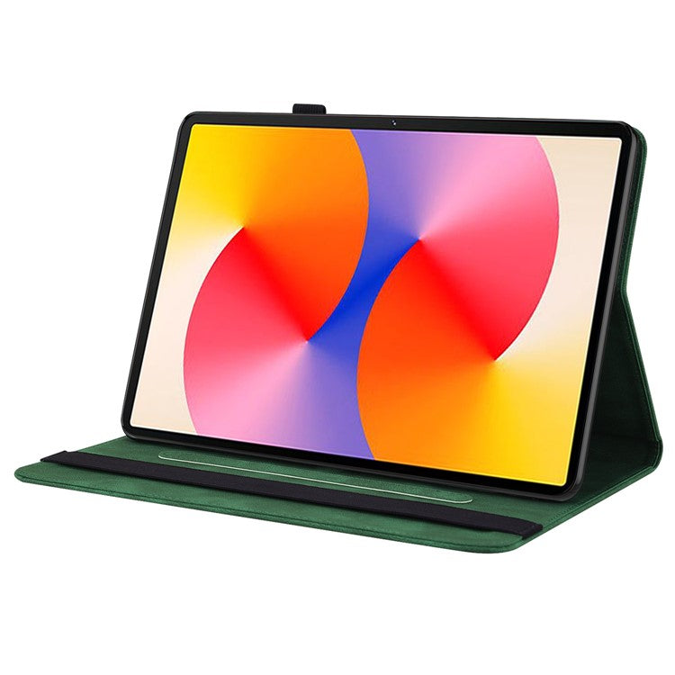 For Huawei MatePad SE 11 Case Imprinted Butterfly Flower PU Leather Flip Card Slots Tablet Cover - Green