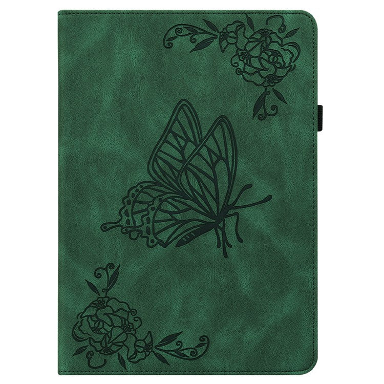 For Huawei MatePad SE 11 Case Imprinted Butterfly Flower PU Leather Flip Card Slots Tablet Cover - Green