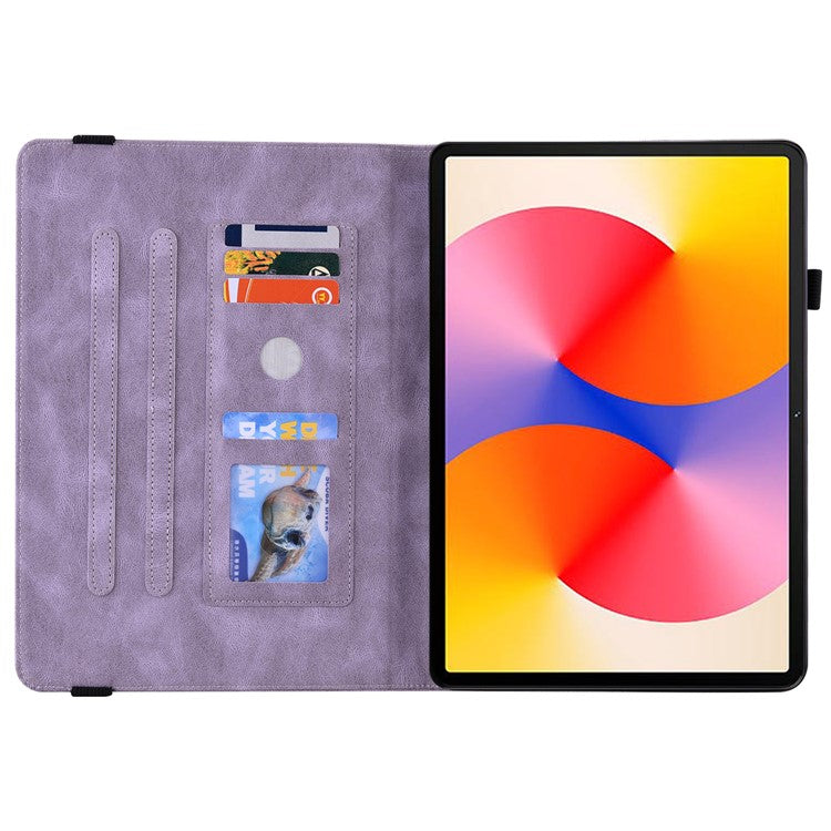 For Huawei MatePad SE 11 Case Imprinted Butterfly Flower PU Leather Flip Card Slots Tablet Cover - Purple