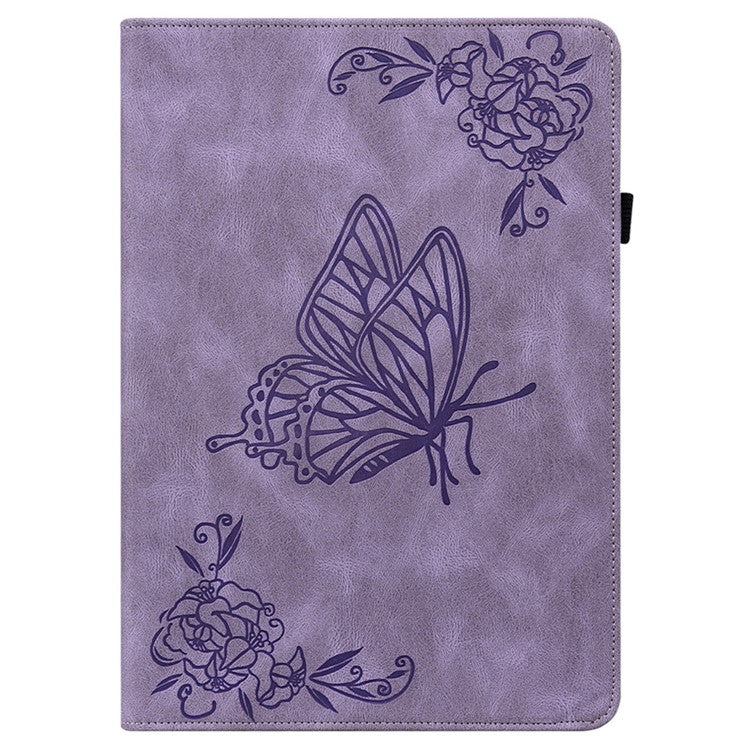 For Huawei MatePad SE 11 Case Imprinted Butterfly Flower PU Leather Flip Card Slots Tablet Cover - Purple
