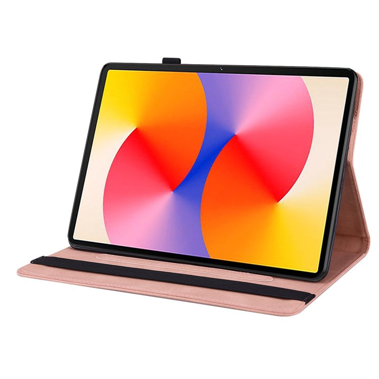 For Huawei MatePad SE 11 Case Imprinted Butterfly Flower PU Leather Flip Card Slots Tablet Cover - Pink