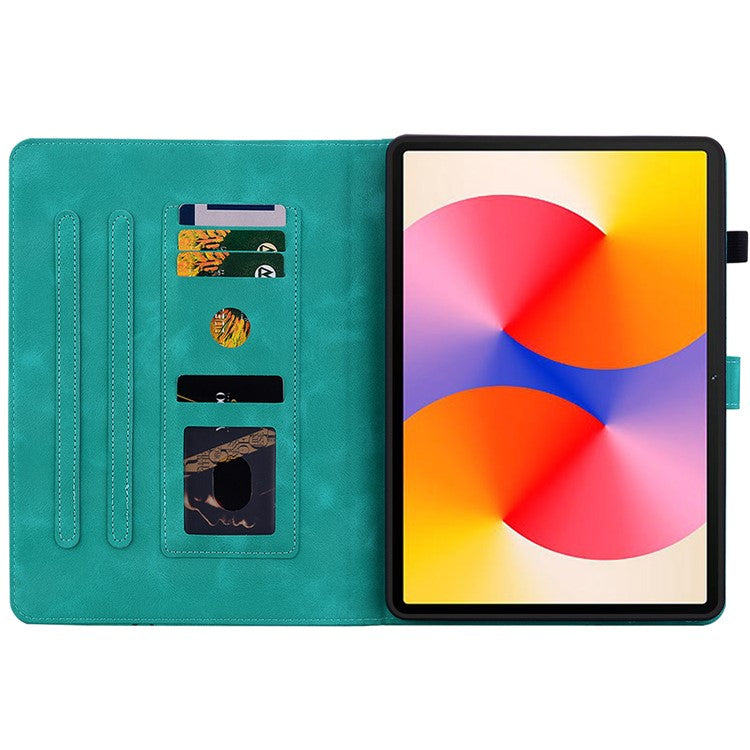 For Huawei MatePad SE 11 Case Lily Flower Imprint Leather Tablet Cover with Card Slots - Green