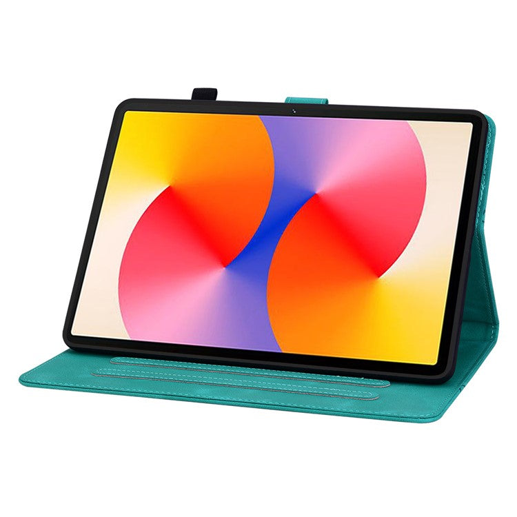For Huawei MatePad SE 11 Case Lily Flower Imprint Leather Tablet Cover with Card Slots - Green