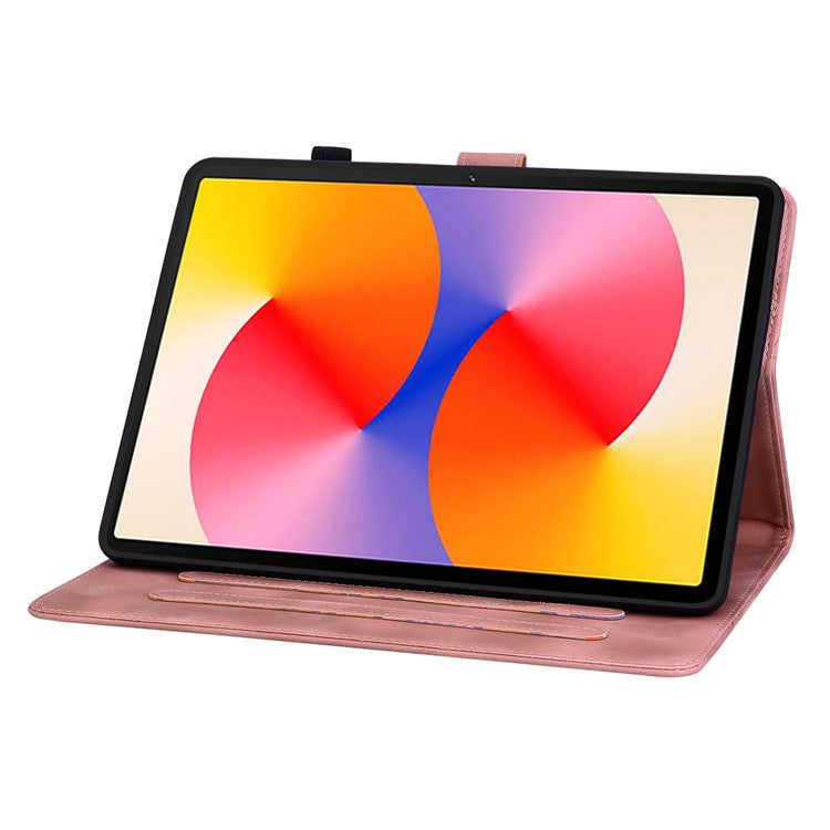 For Huawei MatePad SE 11 Case Lily Flower Imprint Leather Tablet Cover with Card Slots - Pink