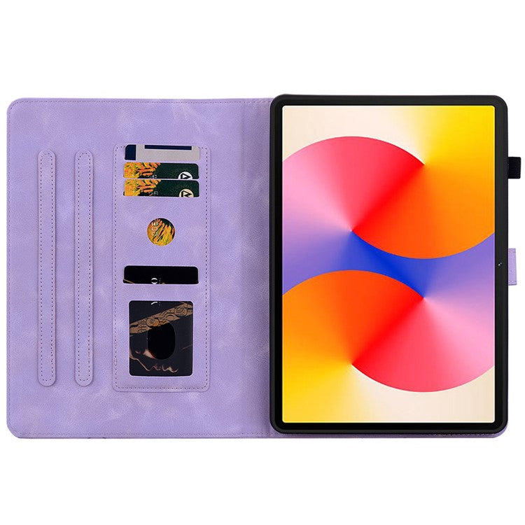For Huawei MatePad SE 11 Case Lily Flower Imprint Leather Tablet Cover with Card Slots - Purple