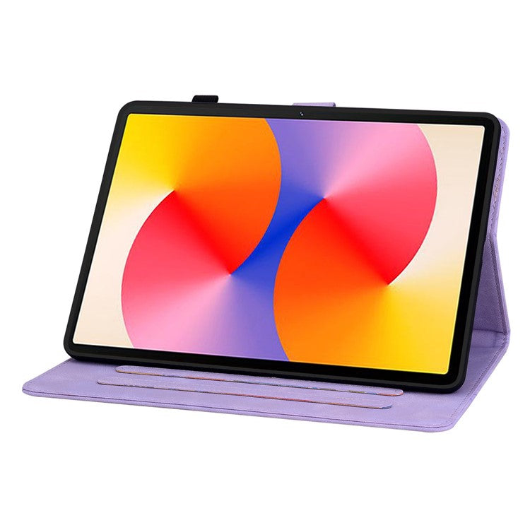 For Huawei MatePad SE 11 Case Lily Flower Imprint Leather Tablet Cover with Card Slots - Purple