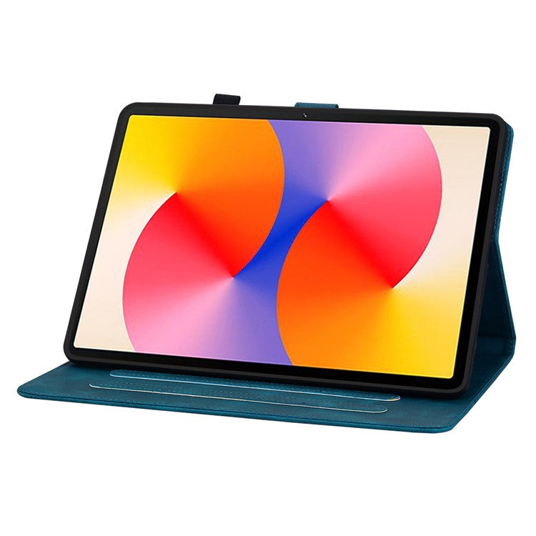 For Huawei MatePad SE 11 Case Lily Flower Imprint Leather Tablet Cover with Card Slots - Blue