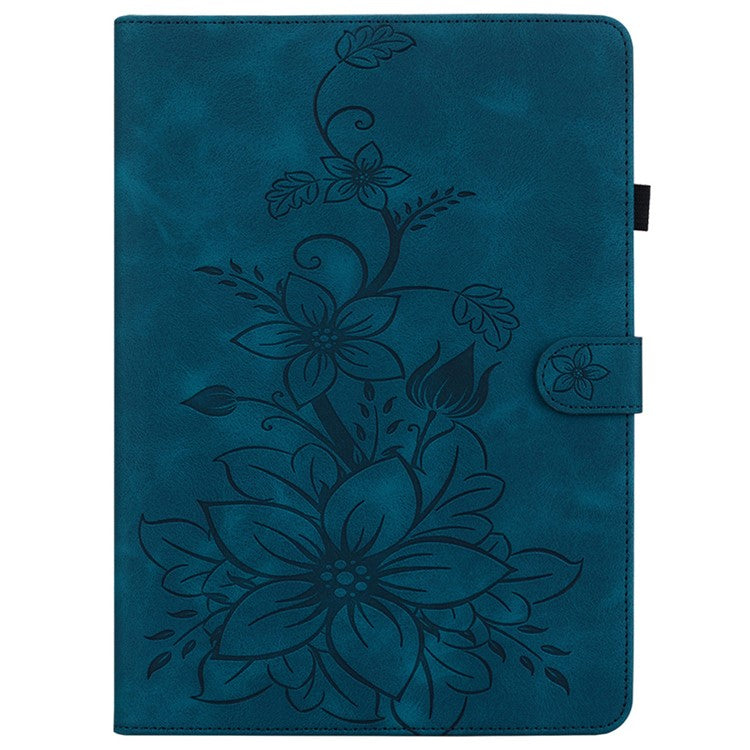For Huawei MatePad SE 11 Case Lily Flower Imprint Leather Tablet Cover with Card Slots - Blue