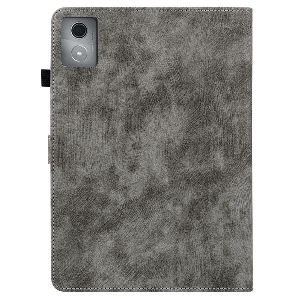 For Lenovo Tab K11 Plus Cases Anti-Slip Tiger Imprint PU Leather Tablet Cover - Grey