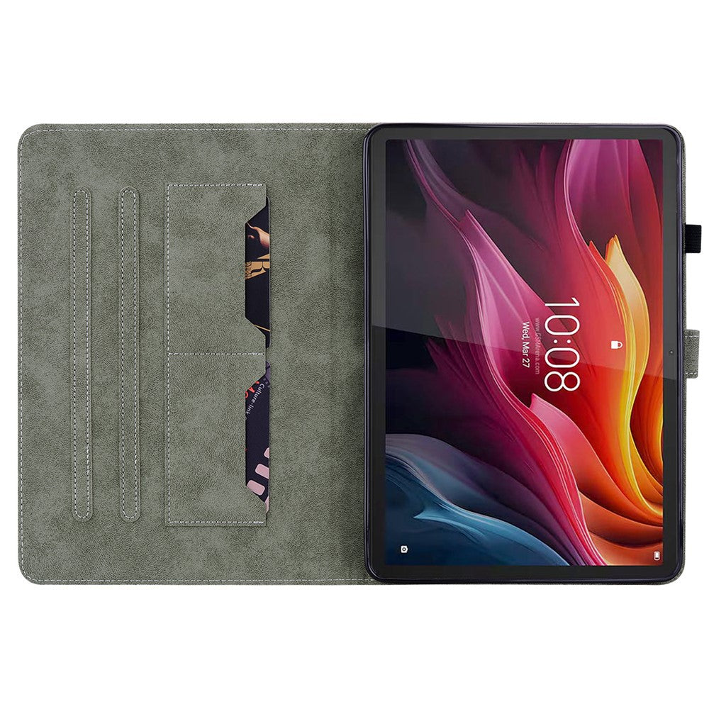 For Lenovo Tab K11 Plus Cases Anti-Slip Tiger Imprint PU Leather Tablet Cover - Purple