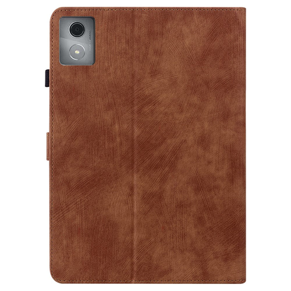 For Lenovo Tab K11 Plus Cases Anti-Slip Tiger Imprint PU Leather Tablet Cover - Brown