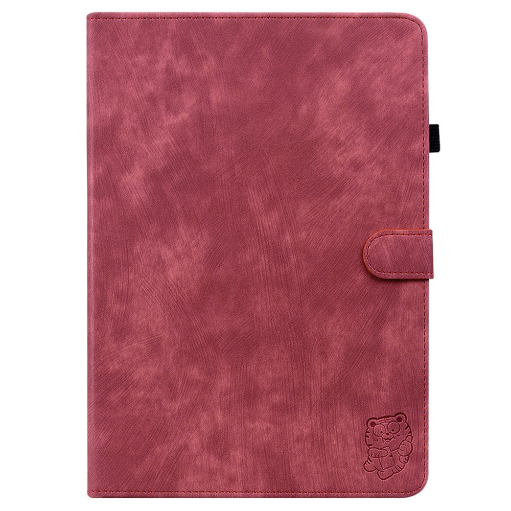 For Lenovo Tab K11 Plus Cases Anti-Slip Tiger Imprint PU Leather Tablet Cover - Red