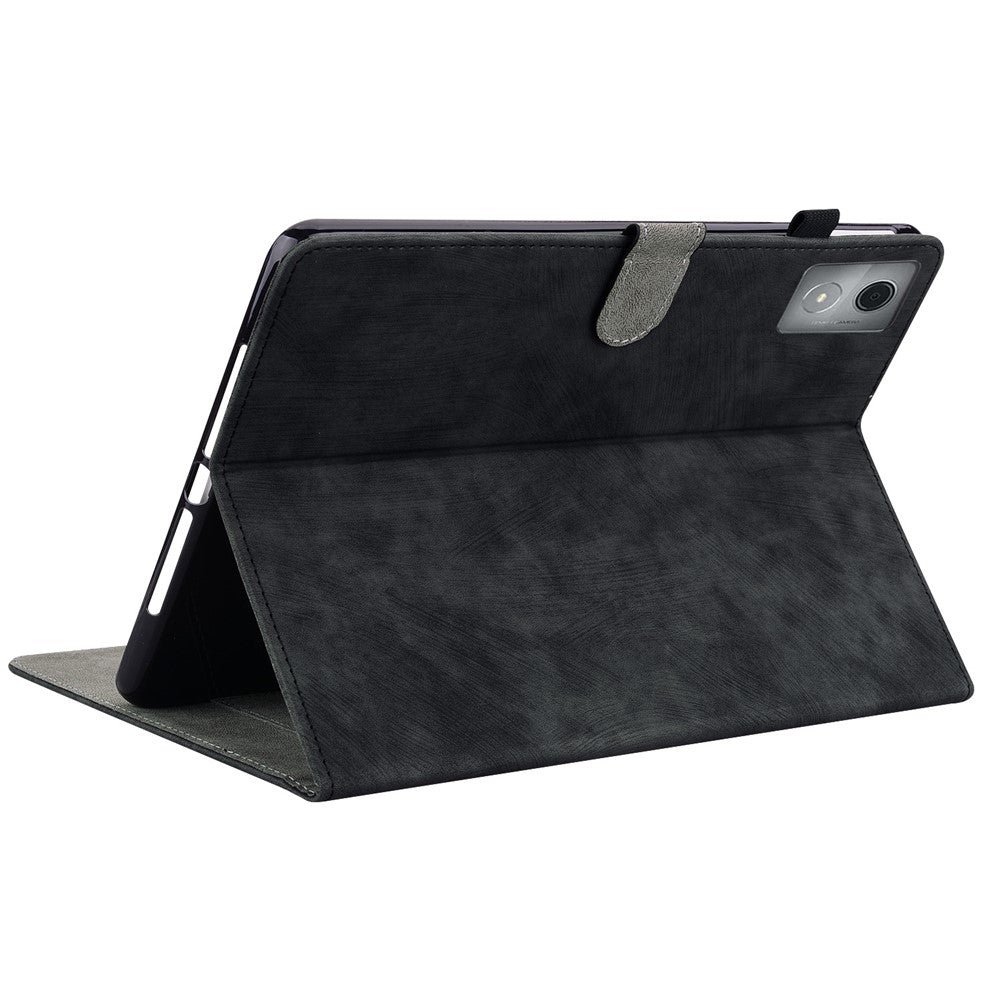 For Lenovo Tab K11 Plus Cases Anti-Slip Tiger Imprint PU Leather Tablet Cover - Black