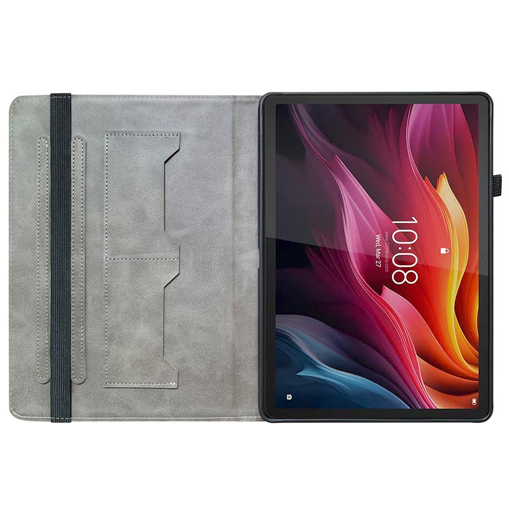 For Lenovo Tab K11 Plus Stand Case Pattern Print Card Slots PU Leather Tablet Cover - Purple Peony