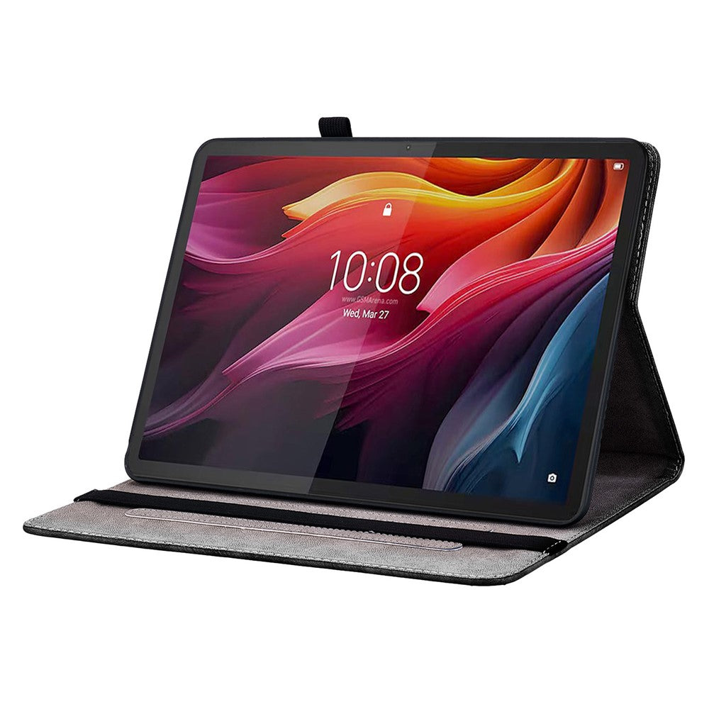 For Lenovo Tab K11 Plus Stand Case Pattern Print Card Slots PU Leather Tablet Cover - Purple Peony