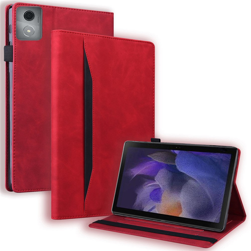 For Lenovo Tab M11 Plus / Tab K11 Plus Case PU Leather Tablet Cover Card Holder Multi-Angle Stand - Red