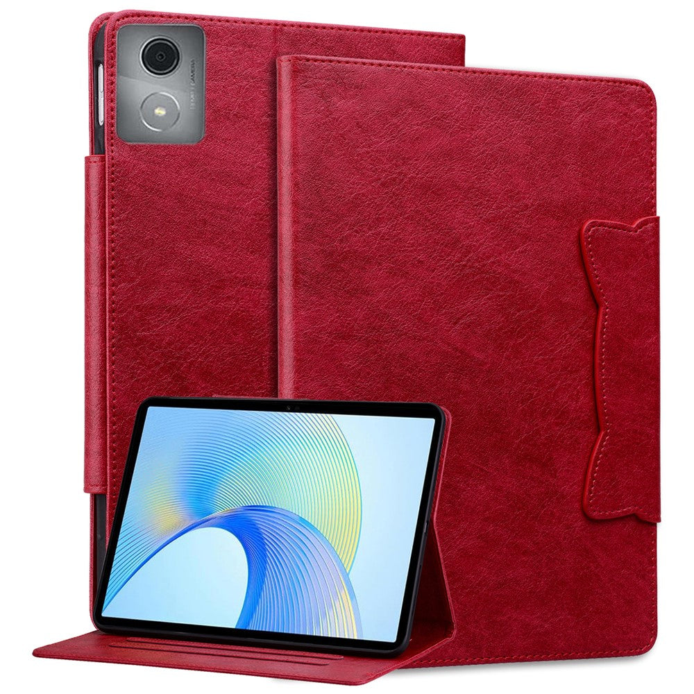 For Lenovo Tab M11 Plus / Tab K11 Plus Case Stand PU Leather Tablet Cover Cat Buckle Closure - Red