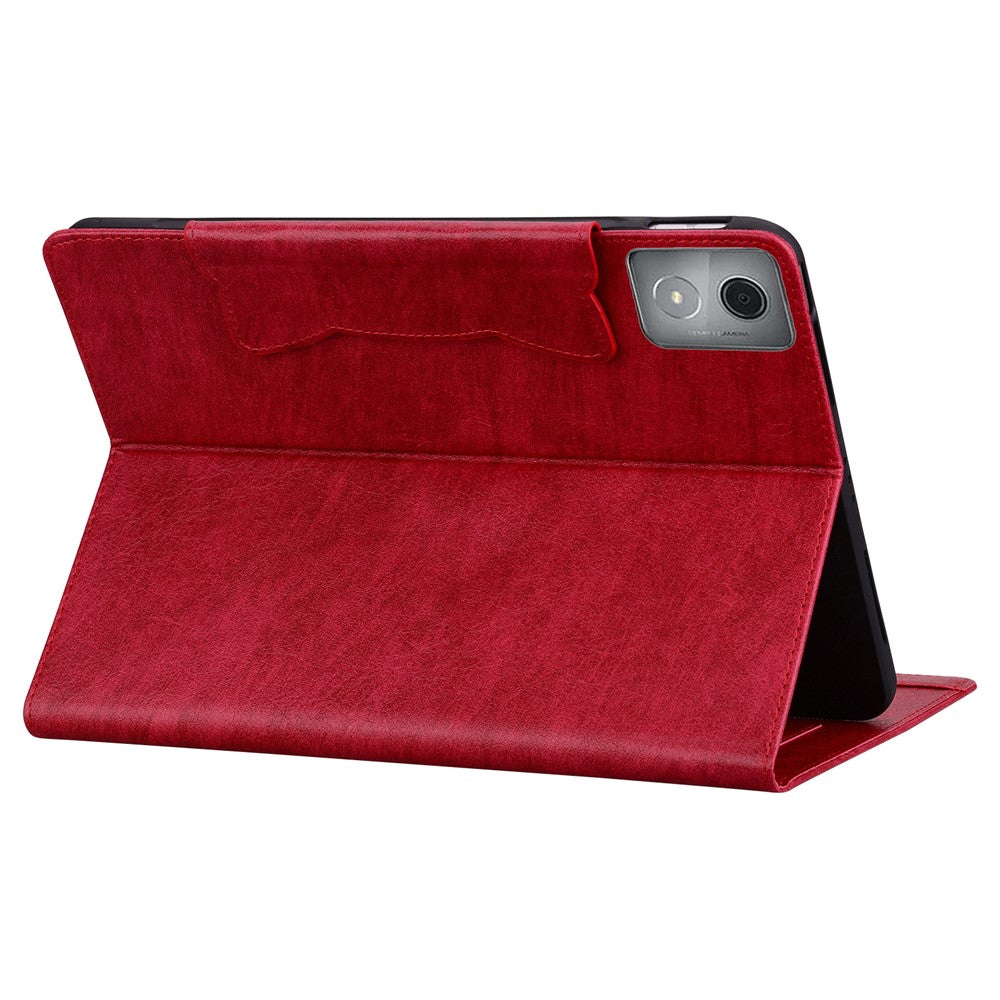 For Lenovo Tab M11 Plus / Tab K11 Plus Case Stand PU Leather Tablet Cover Cat Buckle Closure - Red