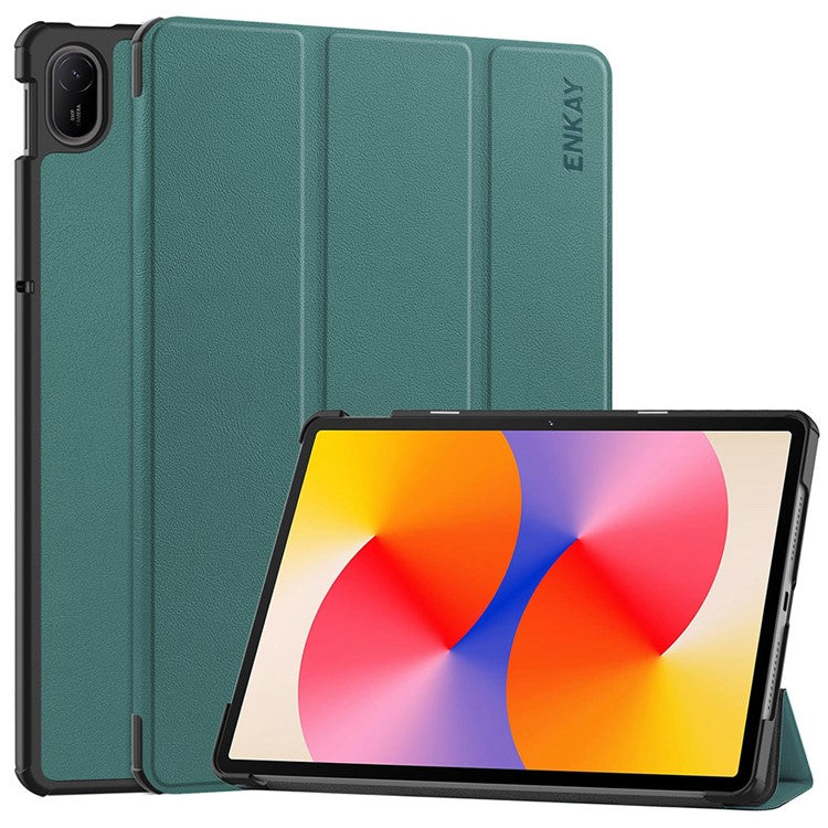 ENKAY HAT PRINCE For Huawei MatePad SE 11 Case PU Leather+PC Trifold Stand Tablet Cover - Blackish Green