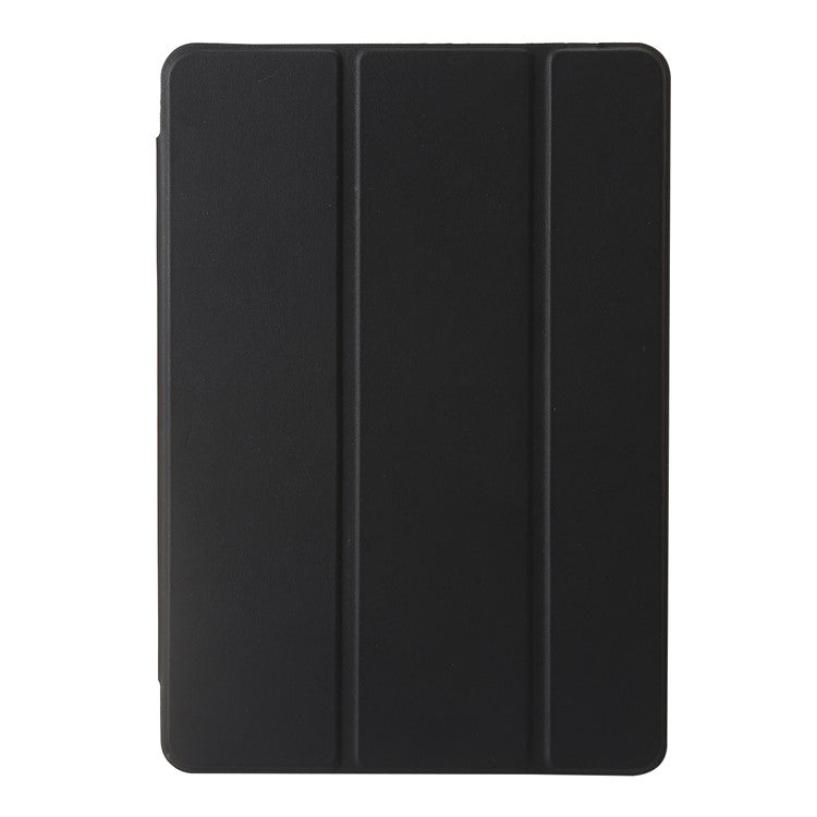For Huawei MatePad SE 11 Case Tri-Fold Stand Leather+TPU+Acrylic Clear Back Tablet Cover - Black